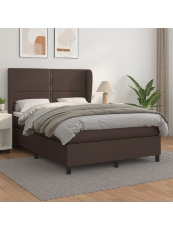 Boxspringbett mit Matratze Braun 140x190 cm Kunstleder