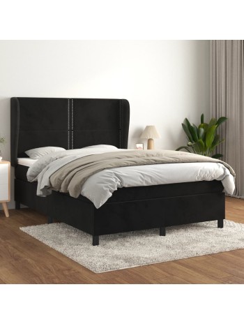 Boxspringbett mit Matratze Schwarz 140x200 cm Samt