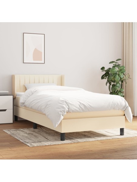 Boxspringbett mit Matratze Creme 90x190 cm Stoff