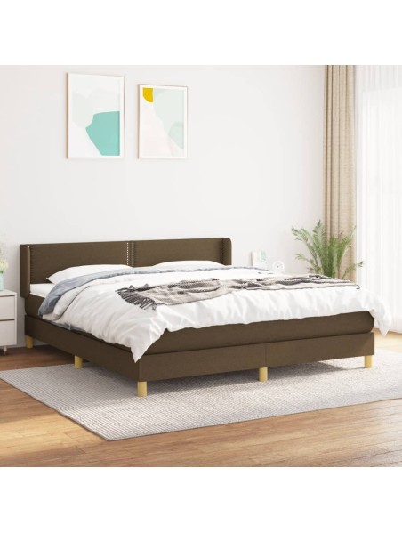 Boxspringbett mit Matratze Dunkelbraun 180x200 cm Stoff