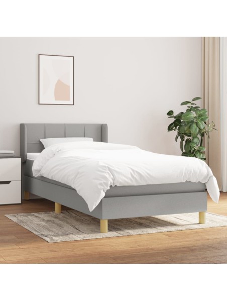 Boxspringbett mit Matratze Hellgrau 90x190 cm Stoff