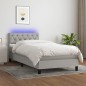 Boxspringbett mit Matratze & LED Hellgrau 80x200 cm Stoff