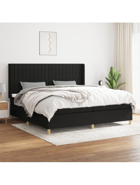 Boxspringbett mit Matratze Schwarz 200x200 cm Stoff