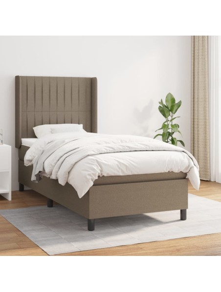 Boxspringbett mit Matratze Taupe 100x200 cm Stoff