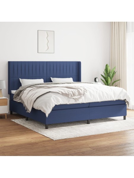 Boxspringbett mit Matratze Blau 200x200 cm Stoff