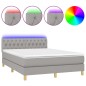 Boxspringbett mit Matratze & LED Hellgrau 140x200 cm Stoff