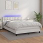 Boxspringbett mit Matratze & LED Weiß 140x190 cm Kunstleder