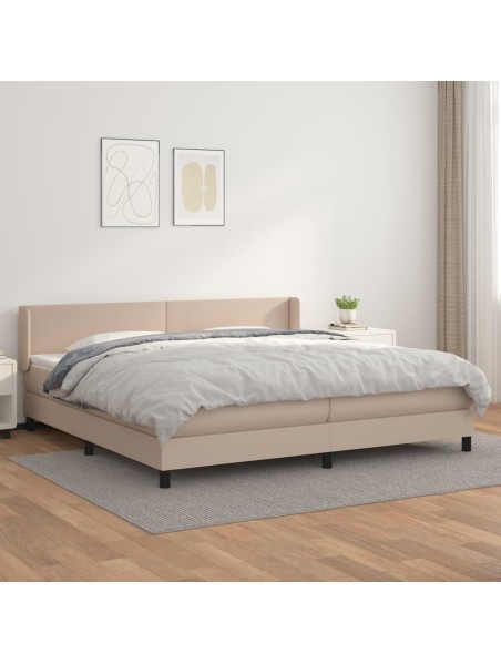 Boxspringbett Matratze Cappuccino-Braun 200x200cm Kunstleder