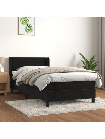 Boxspringbett mit Matratze Schwarz 90x200 cm Samt