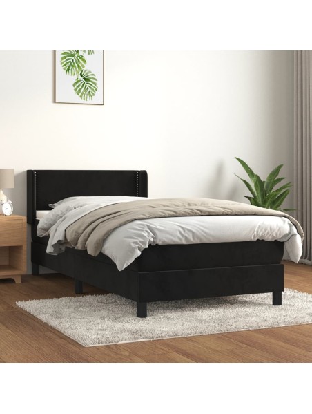 Boxspringbett mit Matratze Schwarz 100x200 cm Samt