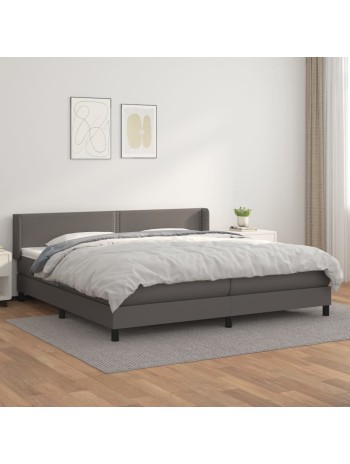 Boxspringbett mit Matratze Grau 200x200 cm Kunstleder