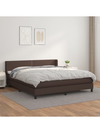 Boxspringbett mit Matratze Braun 180x200 cm Kunstleder