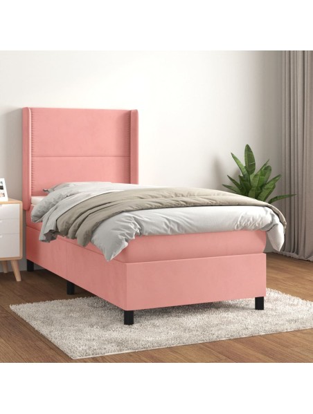 Boxspringbett mit Matratze Rosa 100x200 cm Samt