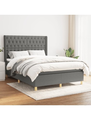 Boxspringbett mit Matratze Dunkelgrau 140x200 cm Stoff