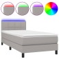 Boxspringbett mit Matratze & LED Hellgrau 90x190 cm Stoff