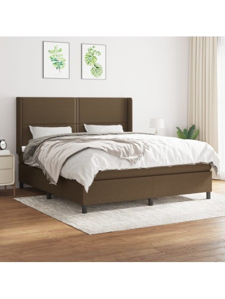 Boxspringbett mit Matratze Dunkelbraun 180x200 cm Stoff