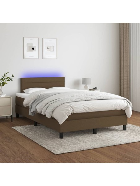 Boxspringbett mit Matratze & LED Dunkelbraun 120x200 cm Stoff