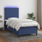 Boxspringbett mit Matratze & LED Blau 100x200 cm Stoff