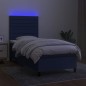 Boxspringbett mit Matratze & LED Blau 100x200 cm Stoff