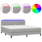 Boxspringbett mit Matratze & LED Hellgrau 180x200 cm Stoff