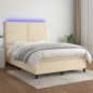 Boxspringbett mit Matratze & LED Creme 140x200 cm Stoff