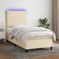 Boxspringbett mit Matratze & LED Creme 100x200 cm Stoff