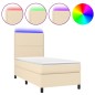 Boxspringbett mit Matratze & LED Creme 100x200 cm Stoff