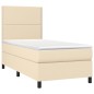 Boxspringbett mit Matratze & LED Creme 100x200 cm Stoff