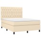 Boxspringbett mit Matratze & LED Creme 140x200 cm Stoff