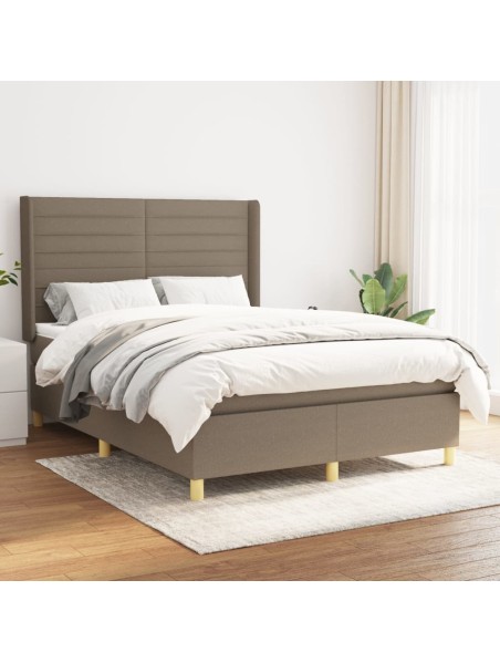 Boxspringbett mit Matratze Taupe 140x200 cm Stoff