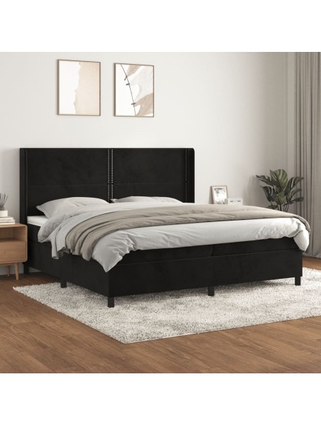 Boxspringbett mit Matratze Schwarz 200x200 cm Samt