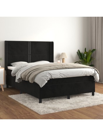 Boxspringbett mit Matratze Schwarz 140x190 cm Samt