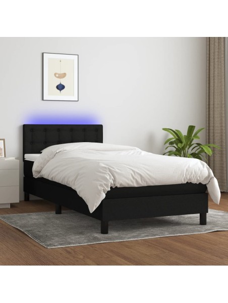 Boxspringbett mit Matratze & LED Schwarz 80x200 cm Stoff