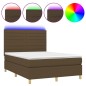 Boxspringbett mit Matratze & LED Dunkelbraun 140x200 cm Stoff