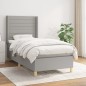 Boxspringbett mit Matratze Hellgrau 100x200 cm Stoff