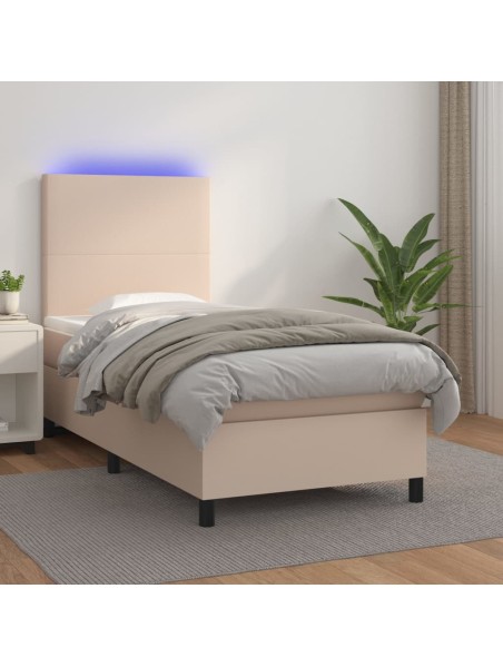 Boxspringbett mit Matratze & LED Cappuccino-Braun 80x200cm