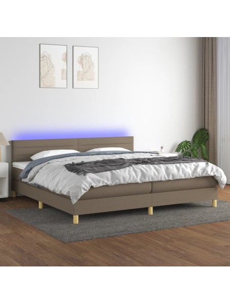 Boxspringbett mit Matratze & LED Taupe 200x200 cm Stoff