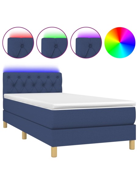 Boxspringbett mit Matratze & LED Blau 80x200 cm Stoff