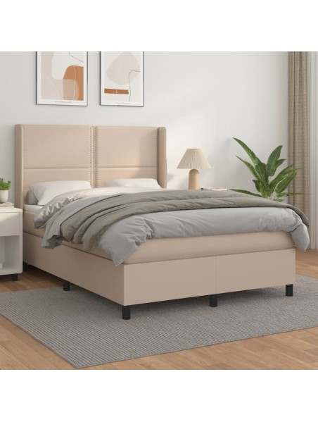 Boxspringbett Matratze Cappuccino-Braun 140x190cm Kunstleder