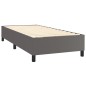 Boxspringbett mit Matratze Grau 90x200 cm Kunstleder