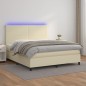 Boxspringbett mit Matratze & LED Creme 160x200 cm Kunstleder