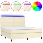 Boxspringbett mit Matratze & LED Creme 160x200 cm Kunstleder