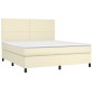 Boxspringbett mit Matratze & LED Creme 160x200 cm Kunstleder