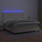 Boxspringbett mit Matratze & LED Creme 160x200 cm Kunstleder