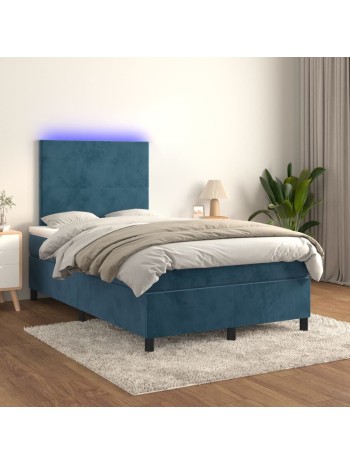 Boxspringbett mit Matratze & LED Dunkelblau 120x200 cm Samt