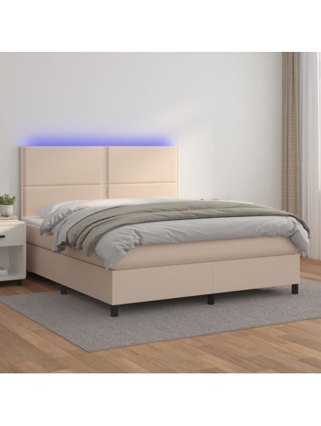 Boxspringbett mit Matratze & LED Cappuccino-Braun 140x200cm