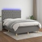 Boxspringbett mit Matratze & LED Dunkelgrau 140x190 cm Stoff