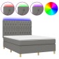 Boxspringbett mit Matratze & LED Dunkelgrau 140x190 cm Stoff