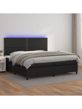 Boxspringbett mit Matratze & LED Schwarz 200x200 cm Kunstleder