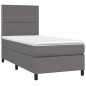 Boxspringbett mit Matratze & LED Grau 100x200 cm Kunstleder